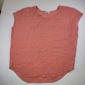 Joie Women Red & White Abstract Patterned Silk Sleeveless Blouse Size XS